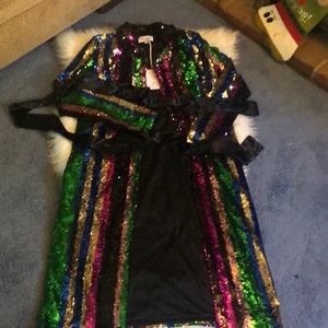 Fully sequin quality trench coat